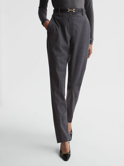 Reiss Grey Melange Sonny Petite Slim Fit Wool Blend Trousers | Reiss US