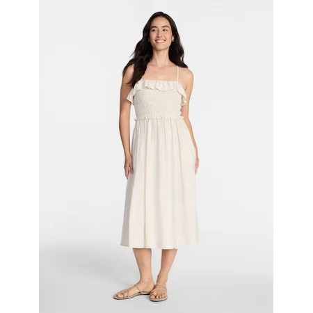 Time and Tru Women s Sleeveless Smocked Midi Dress Sizes XS-XXXL | Walmart (US)