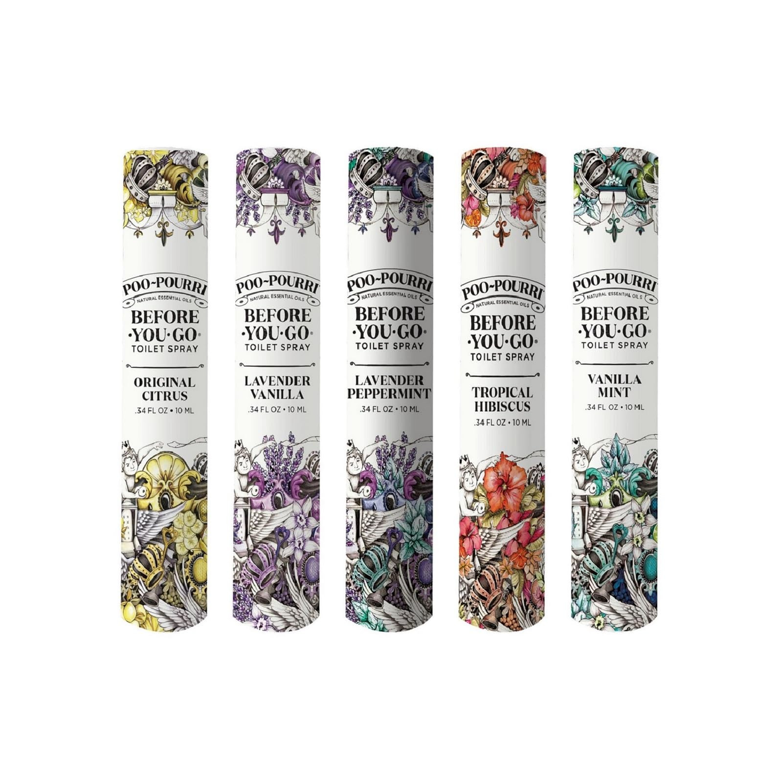 Poo-Pourri Before-You-Go Toilet Spray, Travel Essentials, .34 Fl Oz, In A Pinch Variety 5 Pack, E... | Amazon (US)