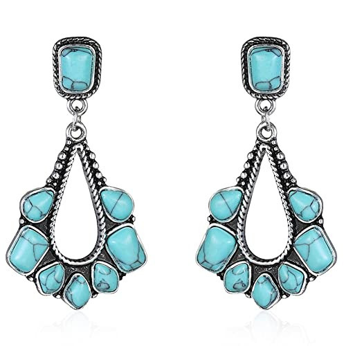 BG&WLing Turquoise Earrings for Women Western Jewelry Vintage Teardrop Dangle Drop Statement Earring Bohemia Fashion Jewelry (Blue) | Amazon (US)