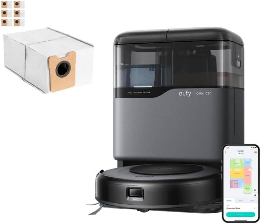 eufy - Robot Vacuum Omni C20, Robot Vacuum and Mop Combo + Official Accessories, 6-Pack Large Cap... | Best Buy U.S.