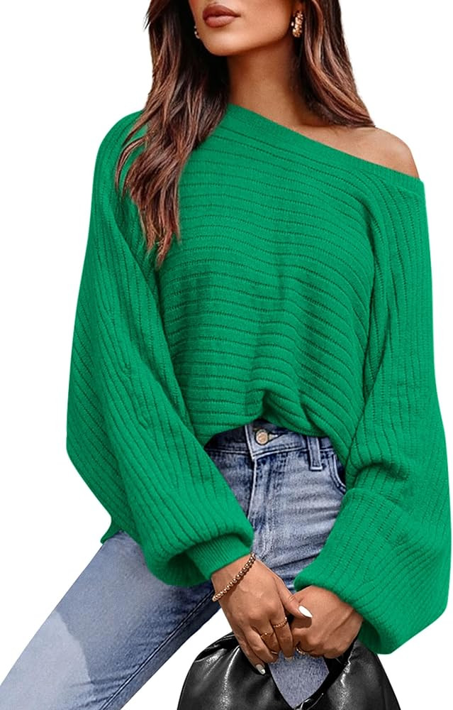 PRETTYGARDEN Women's Off The Shoulder Sweater Fall Fashion 2025 Pullover Long Sleeve Boat Neck Ov... | Amazon (US)