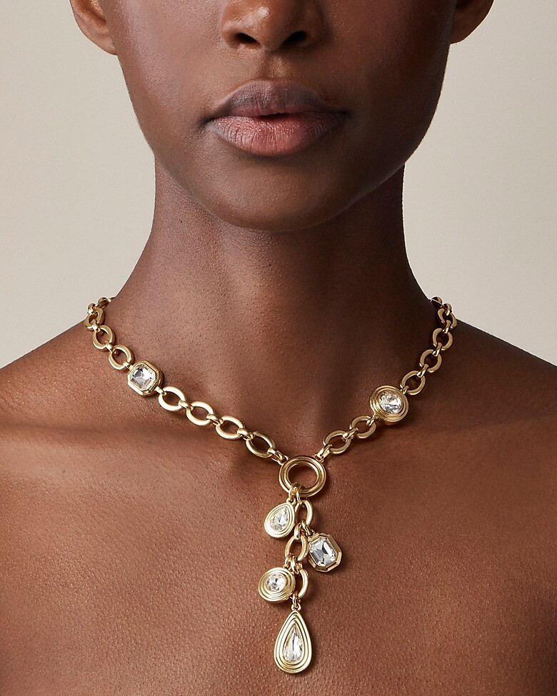 Geometric crystal lariat necklace | J. Crew US