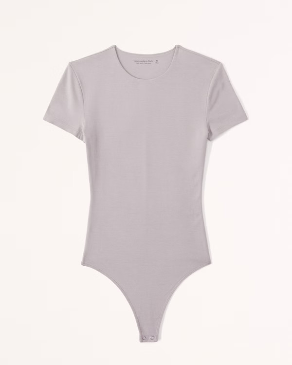 Short-Sleeve Cotton Seamless Fabric Crew Bodysuit | Abercrombie & Fitch (US)