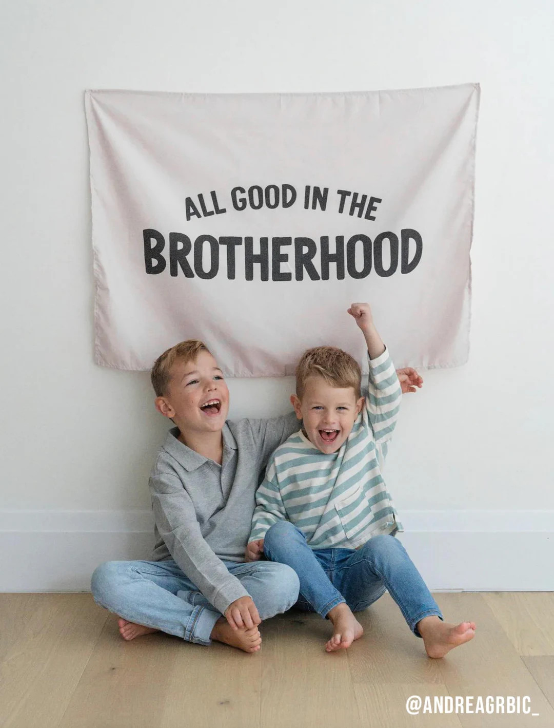 All Good in the Brotherhood Banner Fabric Tapestry Kids Wall Art & Bedroom/playroom Decor Brother... | Etsy (US)