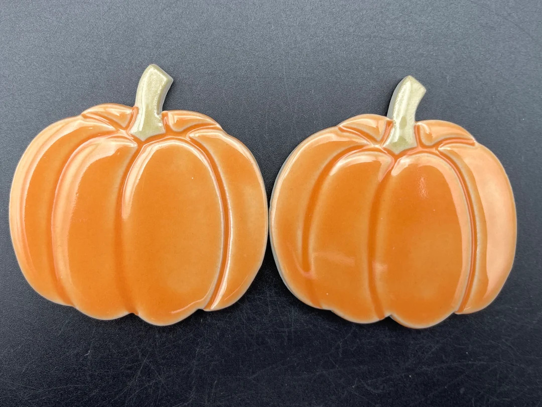 Ceramic pumpkin tiles- set of two Ceramic mosaic pumpkins, handmade by Fabulousfungi. | Etsy (US)