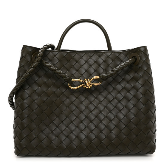 Nappa Intrecciato Medium Andiamo Shoulder Bag Dark Green | FASHIONPHILE (US)