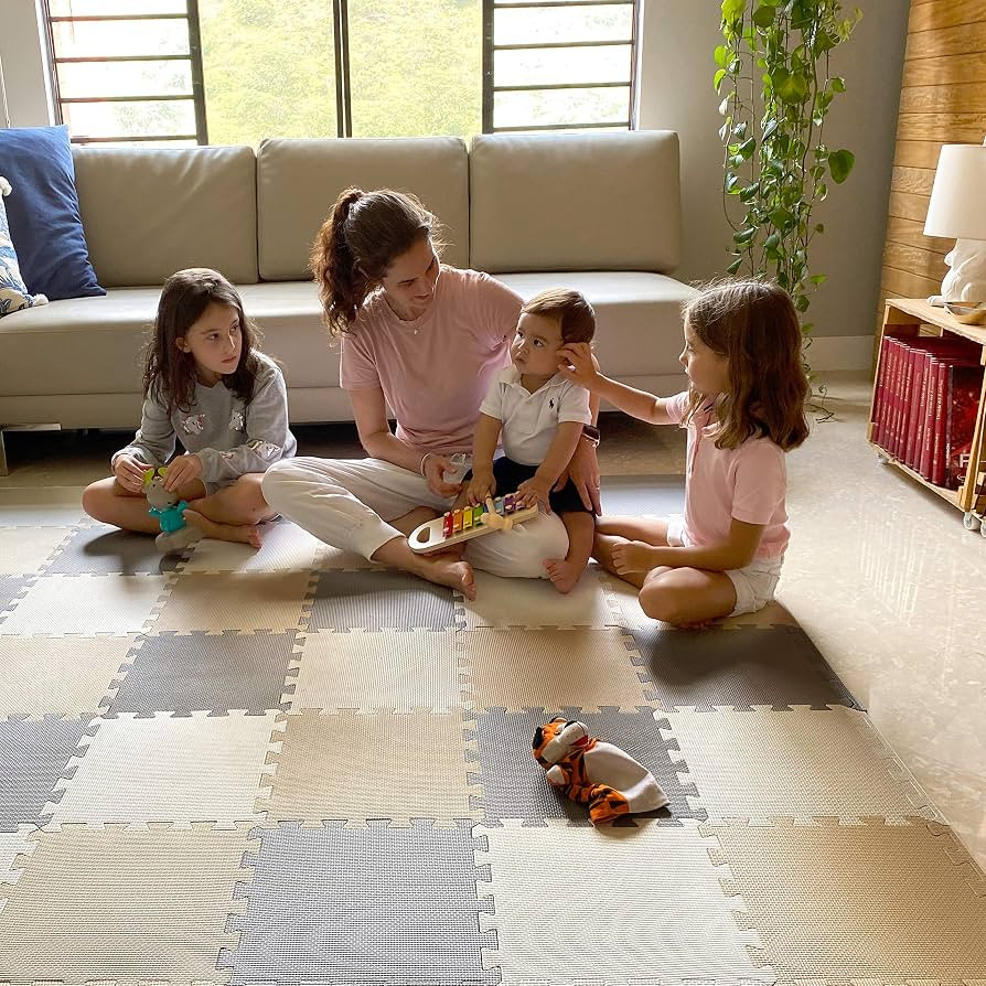 MioTetto Foam Floor Tiles for Kids - Non-Toxic Soft Comfortable Baby Play Mat, Thick Tummy Time M... | Amazon (US)