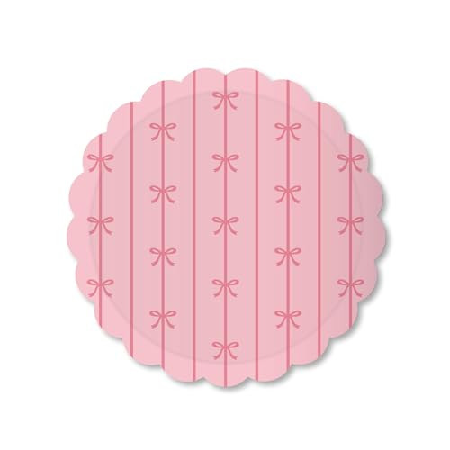Bonjour Fête Light Pink Signature Bow Small Paper Party Plates | Sturdy Disposable Plates for Birthdays, Holidays, & Bridal Showers | Party Supplies Decorations | Premium 8.25" Plates, Pack of 8 | Amazon (US)