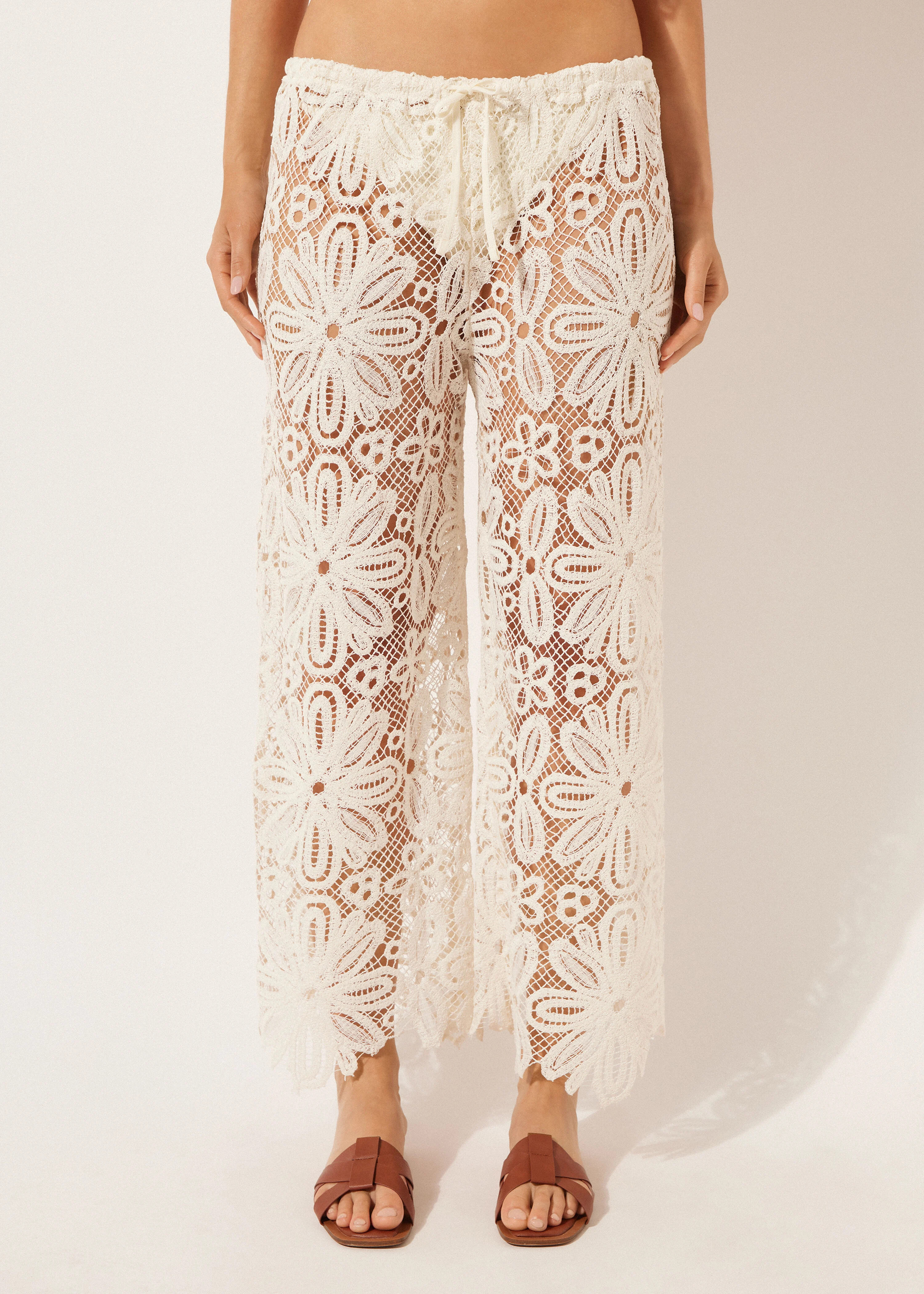Floral Crochet Palazzo Pants | Calzedonia US