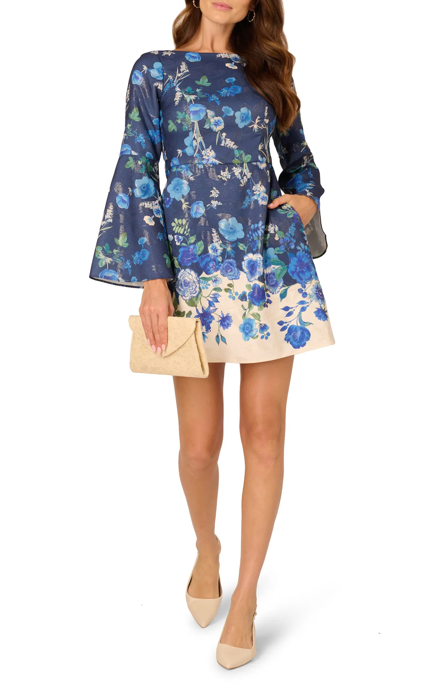 Floral Long Sleeve Fit & Flare Minidress | Nordstrom