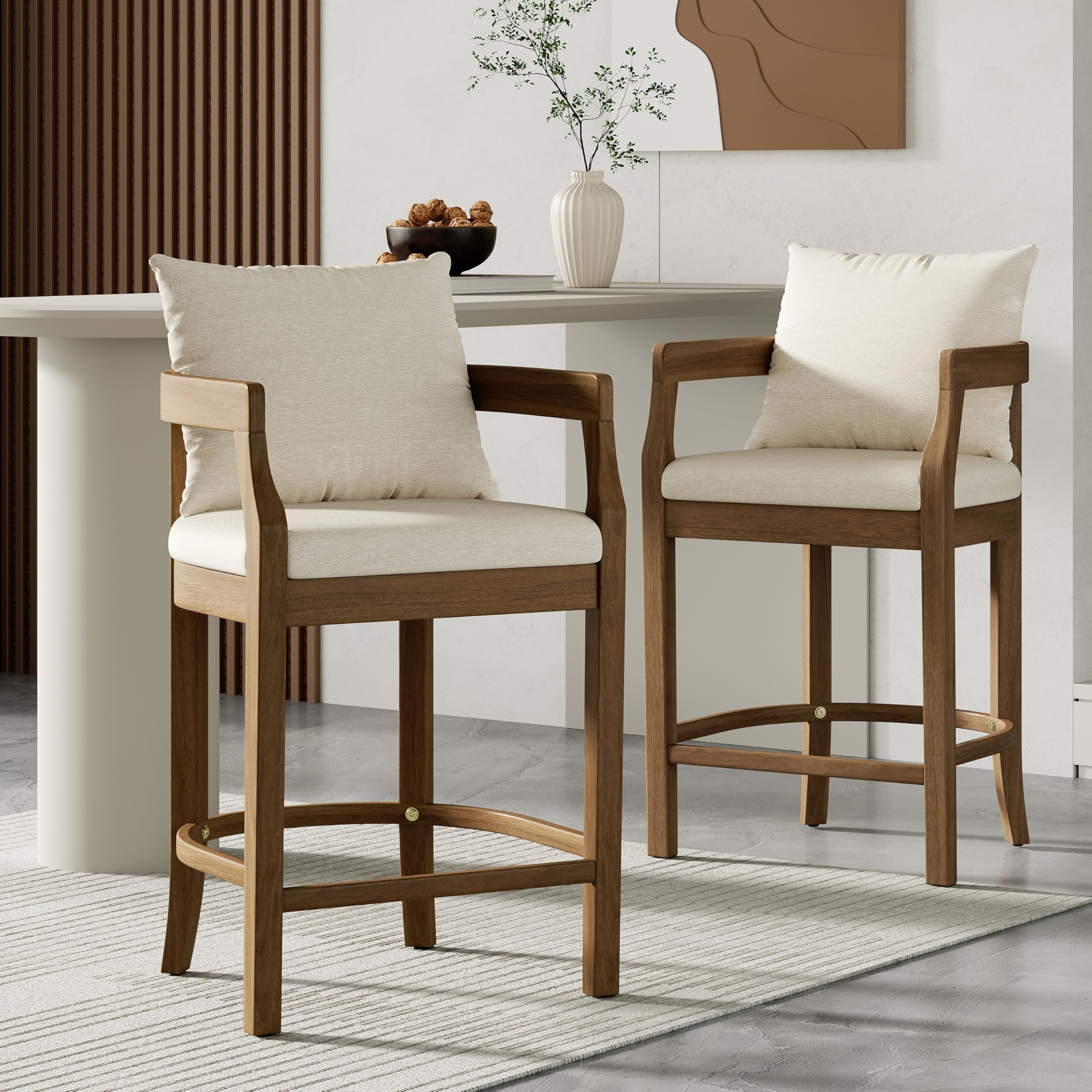 Christopher Knight Home Sion Modern 26.7" Counter Height Bar Stools Set of 2, Fabric Upholstered ... | Amazon (US)