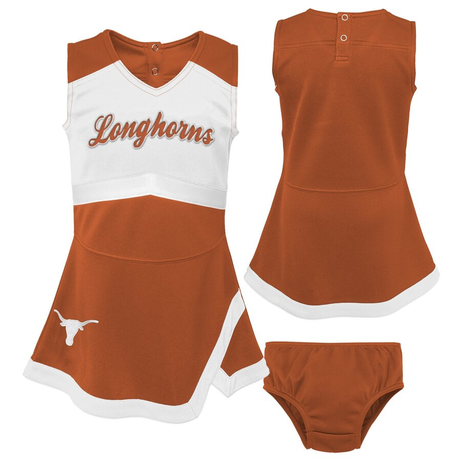 Texas Longhorns Girls Toddler Two-Piece Cheer Captain Jumper Dress & Bloomers Set - Burnt Orange/... | Fanatics