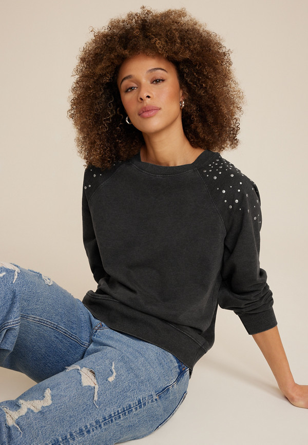 Stud Embellished Sweatshirt | Maurices