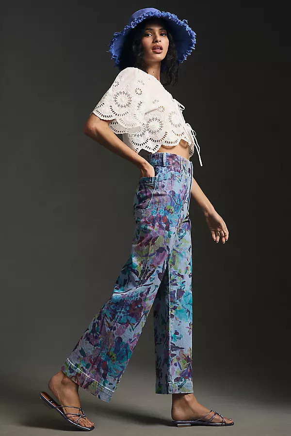 The Denim Colette Cropped Wide-Leg Jeans By Maeve in Assorted Size 23 | Anthropologie (US)