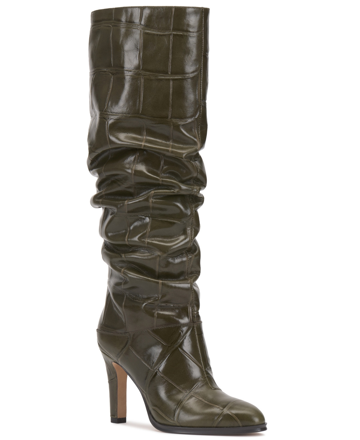 Vince Camuto Women's Sorina Slouchy Knee-High Dress Boots - Olive Vine Croco | Macy's