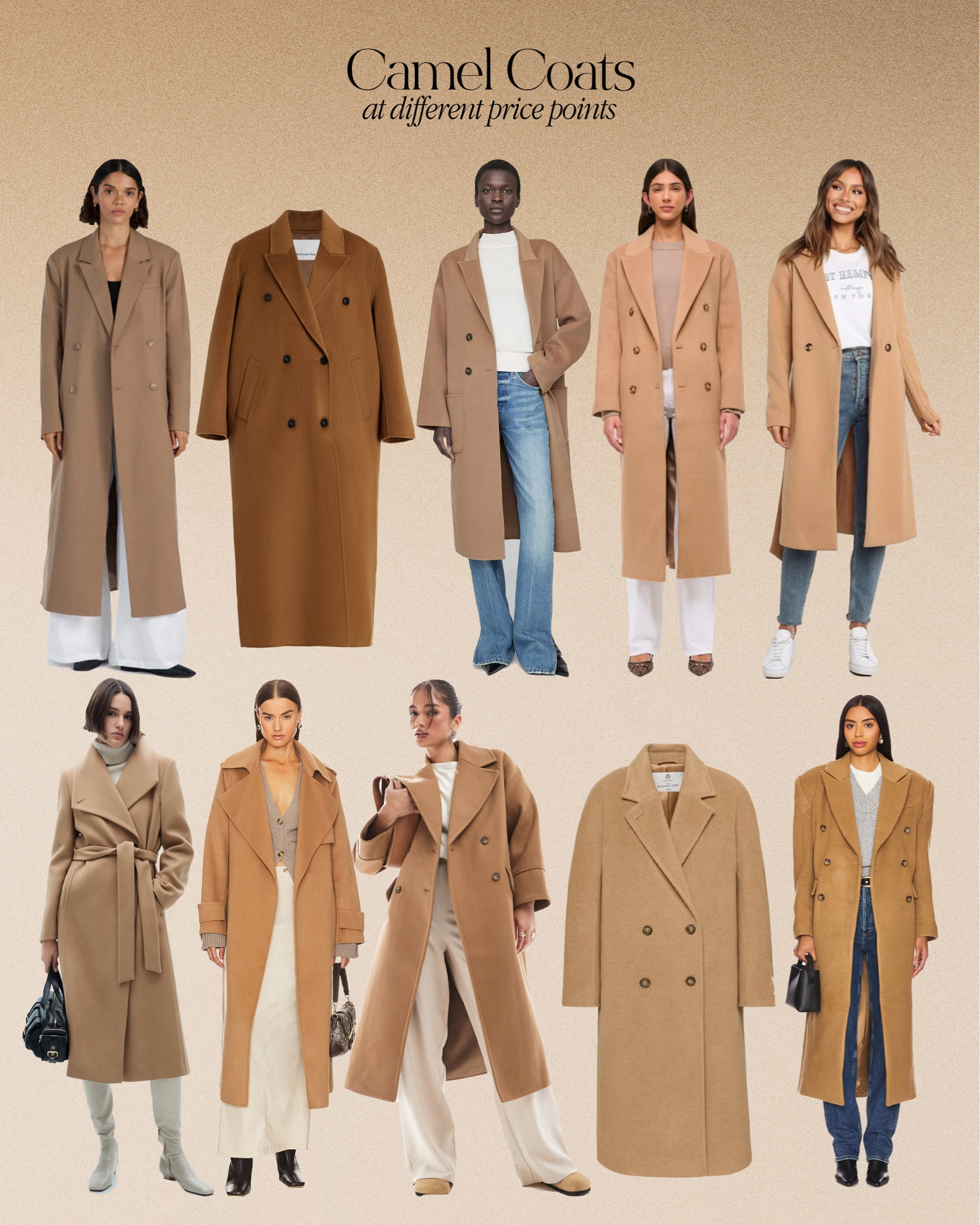 Camel coats at different price points 🤎