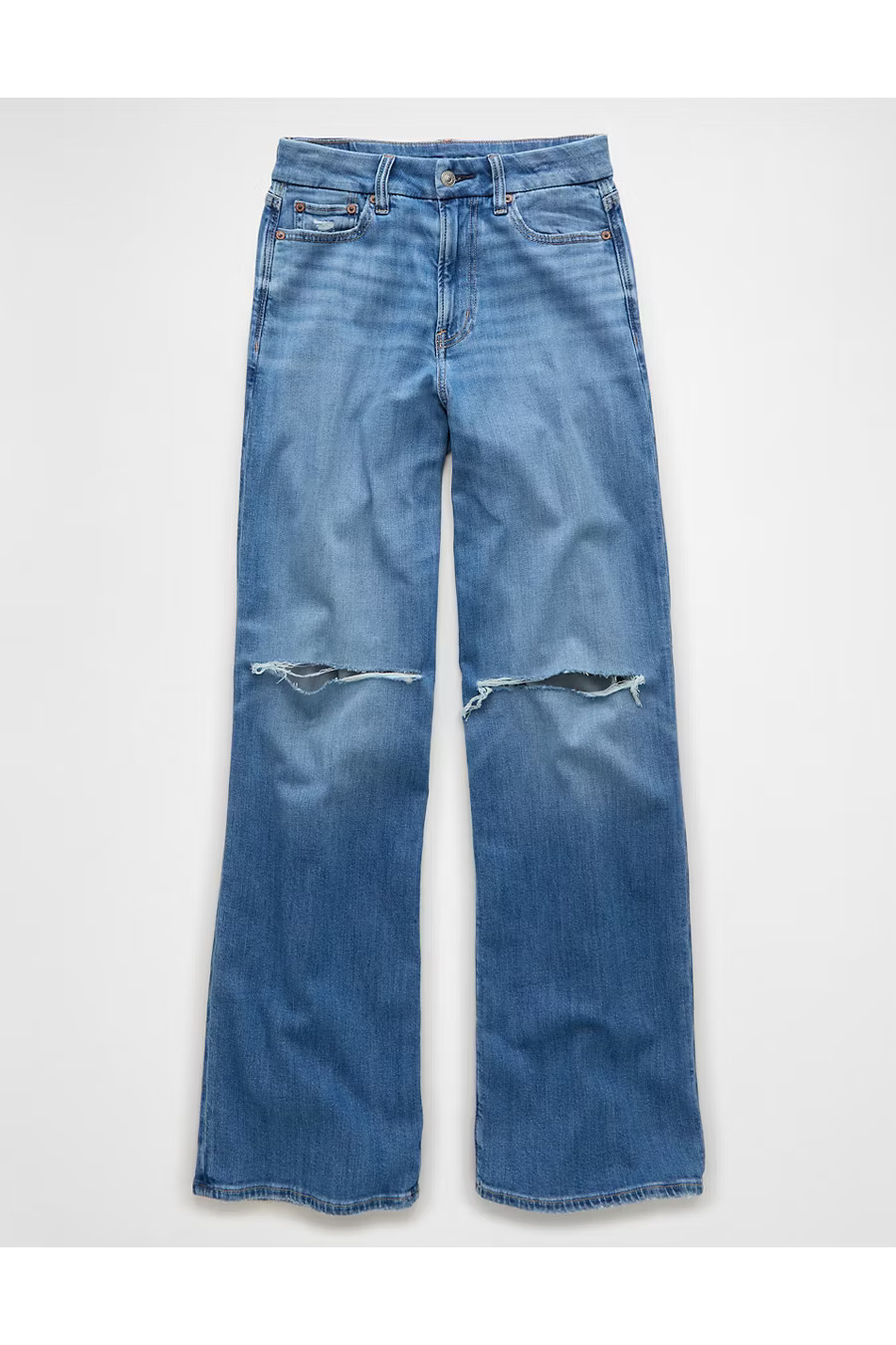 AE Dreamy Drape Stretch Curvy Super High-Waisted Baggy Wide-Leg Jean Women's Bluejay 6 Short | American Eagle Outfitters (US & CA)