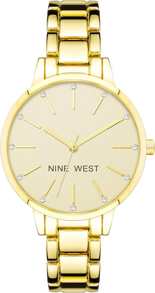 Nine West Women's Crystal Accented Bracelet Watch | Amazon (US)
