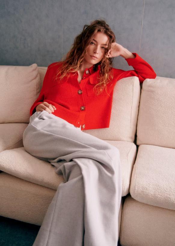 Betty Cardigan - Navy Crochet - Merino Wool - Sézane | Sezane Paris