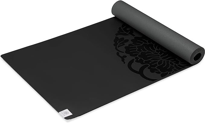 Gaiam Dry-Grip Yoga Mat - 5mm Thick Non-Slip Exercise & Fitness Mat for Standard or Hot Yoga, Pil... | Amazon (US)