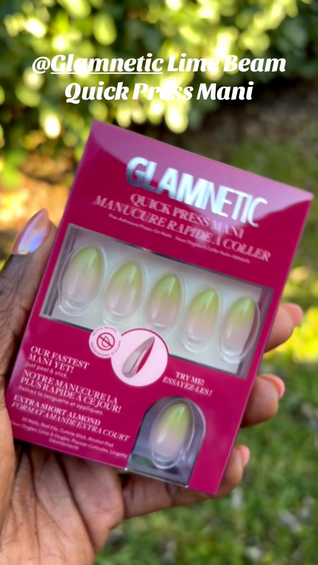 Spring nails in seconds with the Quick Press Mani in Lime Beam by Glamnetic 💚✨  

These are part of Glamnetic’s newest nail innovation , Quick Press Manis! They’re peel-and-stick press-on nails that give you a polished manicure in minutes and can last up to 5 days.  

I love that this set comes in the extra short length. They’re slightly longer than super short nails, so you still get a little length while keeping them super practical for everyday life.  

And the Lime Beam design is perfect for spring 🌸 It starts with a soft nude base and fades into a fresh lime green tip for the cutest pop of color. Quick, easy, and effortlessly stylish!  

Tap the video to shop and try them for yourself!

#LTKselfcare #LTKBeauty #LTKOver40