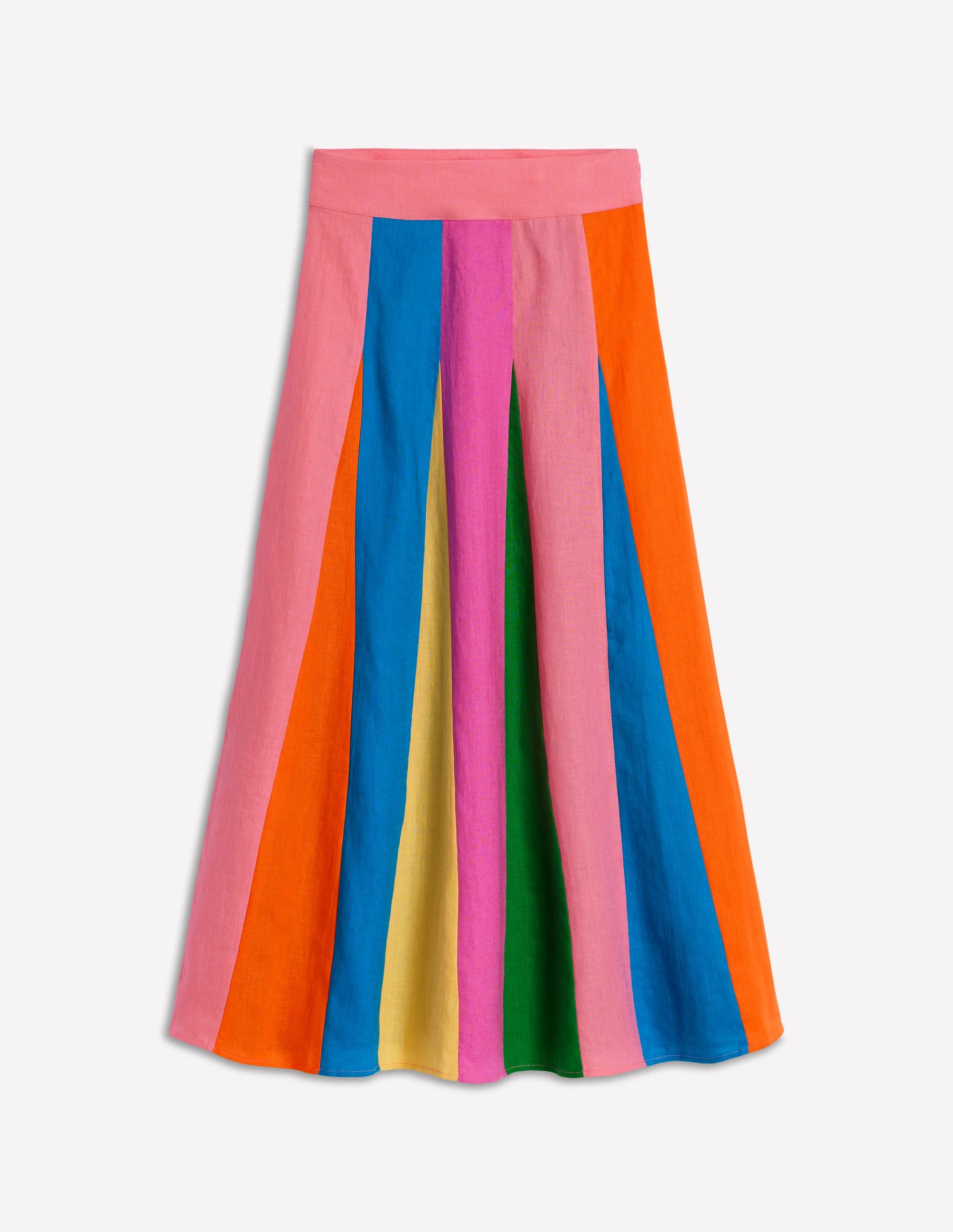 Linen Flippy Maxi Skirt-Multi Colourblock | Boden (US)