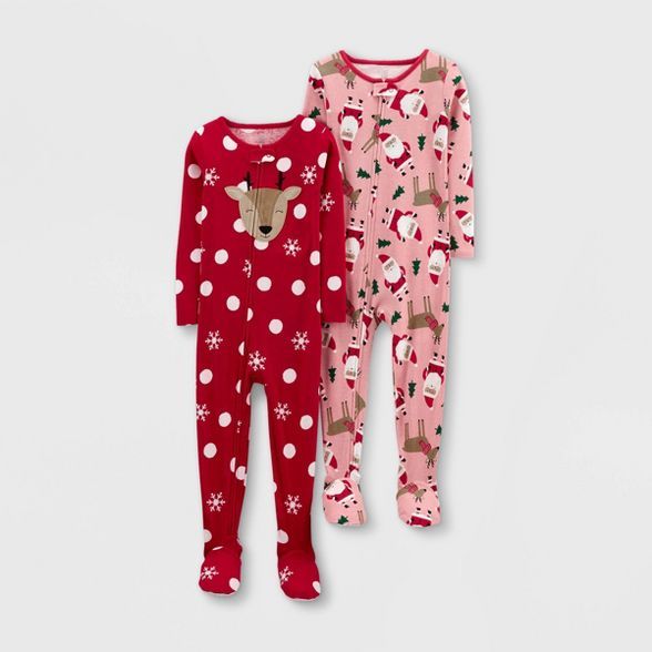 Toddler Girls' 2pk santa Footed Pajama - Just One You® made by carter's Pink | Target