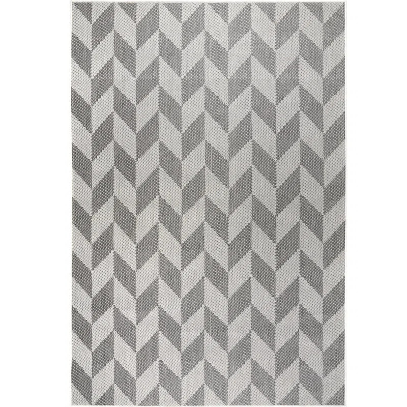 Nicole Miller New York Patio Country Calla Herringbone Indoor/Outdoor Area Rug, Black/Grey | Wayfair North America