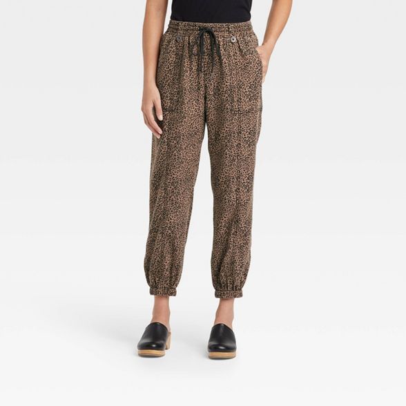 Women's Cargo Jogger Pants - Knox Rose™ Brown Leopard Print | Target
