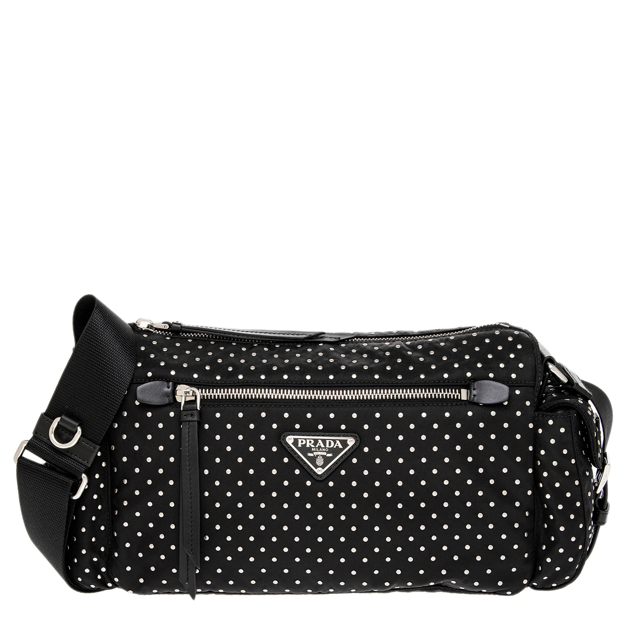 Prada Studded Shoulder Bag - Black | Overstock