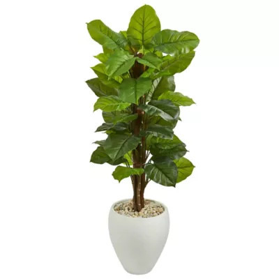Nearly Natural 5 ft. Large Leaf Philodendron Artificial Plant in White Oval Planter, Real Touch | Tractor Supply