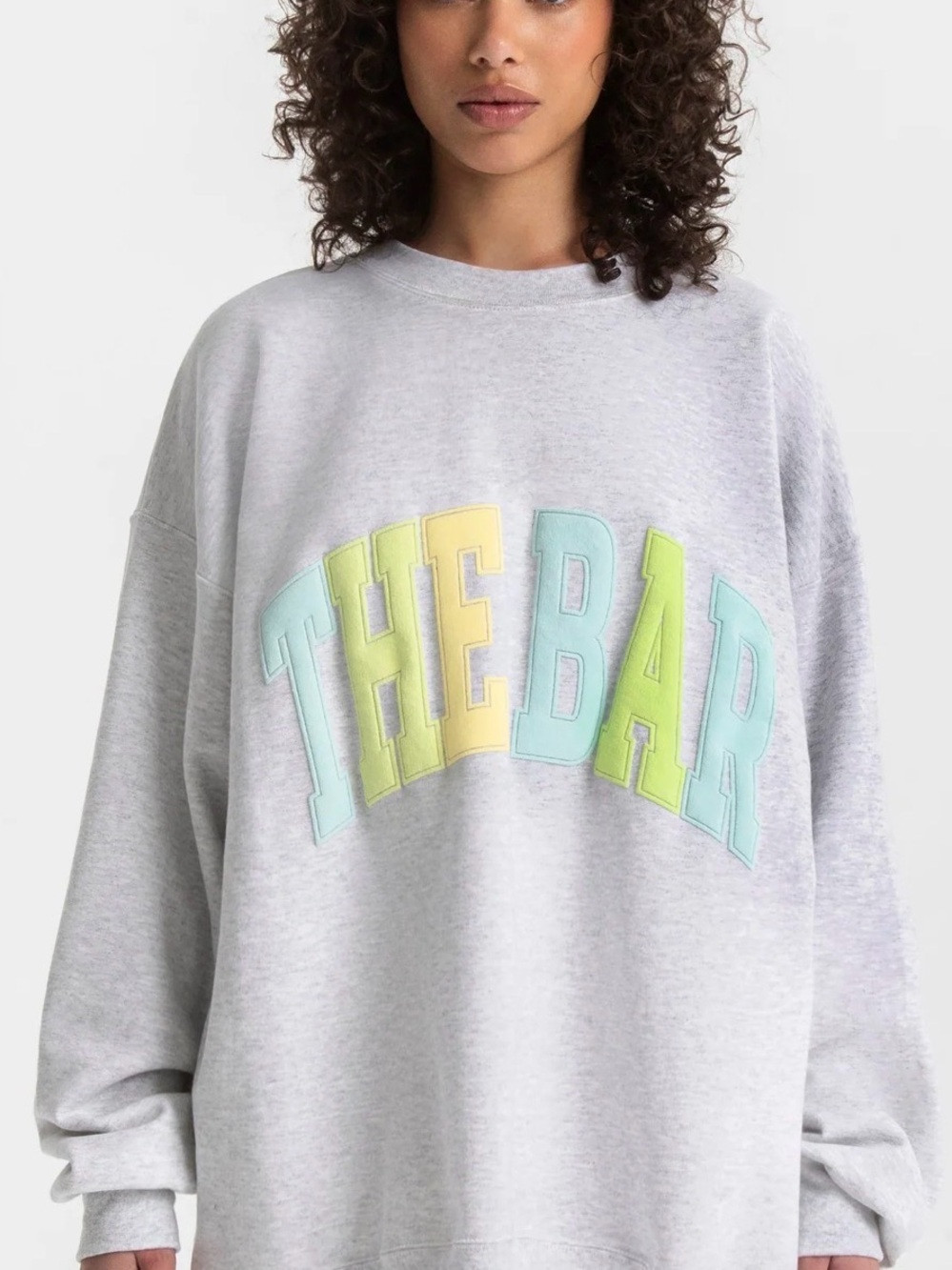 The Bar Light Gray Sweatshirt with Pastel Yellow and Pastel Aqua Logo | Poshmark
