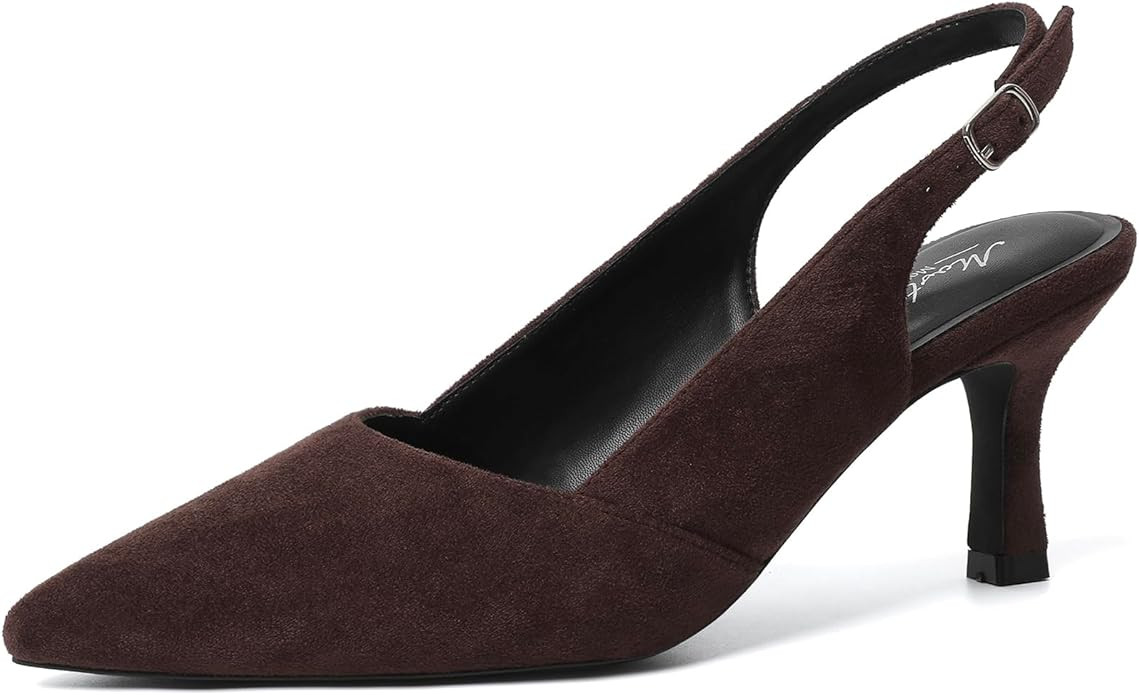 Mostrin Kitten Heels for Women Slingback Pointed Closed Toe Heels Women's Pumps Shoes for Wedding... | Amazon (US)
