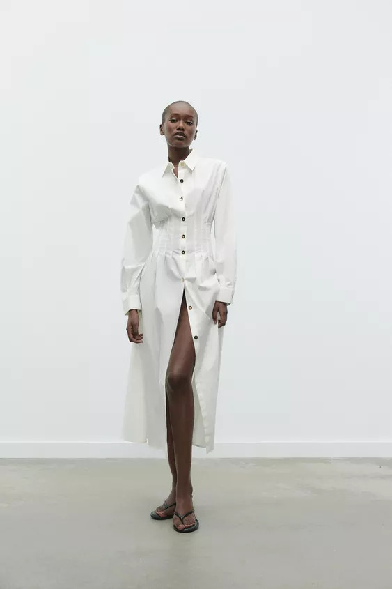 FITTED WAIST POPLIN DRESS | Zara US