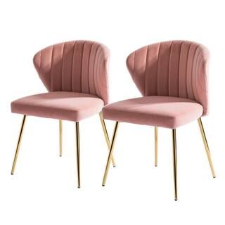 JAYDEN CREATION Milia Pink Tufted Dining Chair (Set of 2) CHM0011-S2-PINK - The Home Depot | The Home Depot
