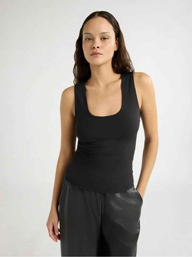 Scoop Women's Sleeveless Scoop Neck Contour Top, Sizes XS-XXL | Walmart (US)