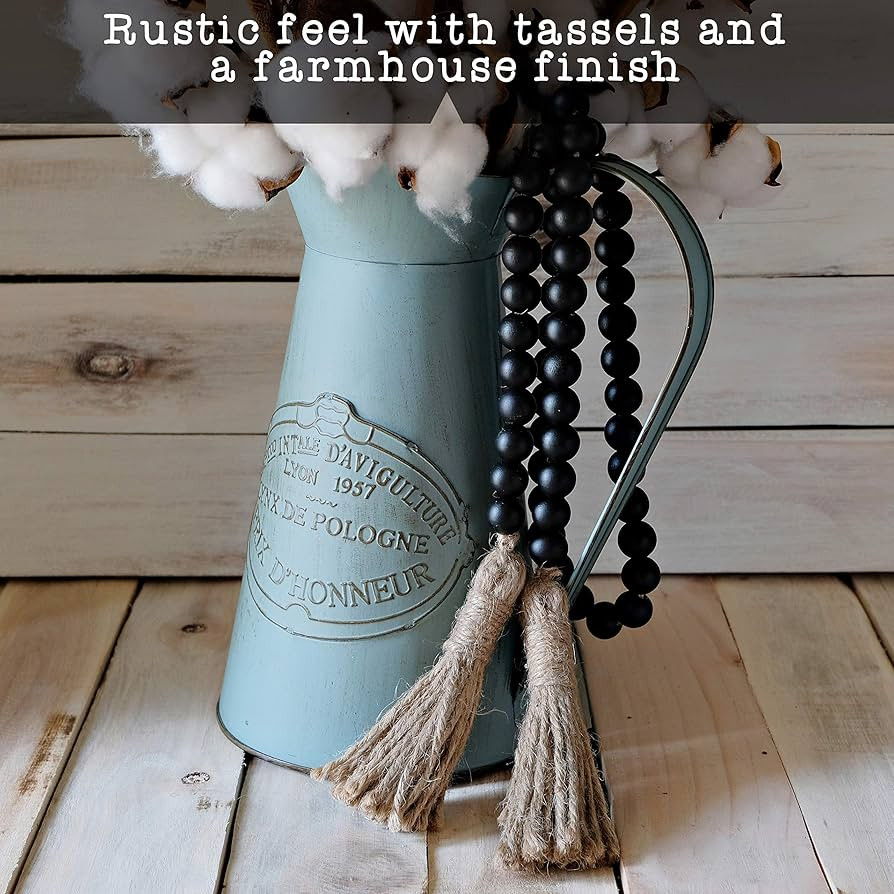 Boho Wood Decorative Beads & Tassel Garland Black | Amazon (US)