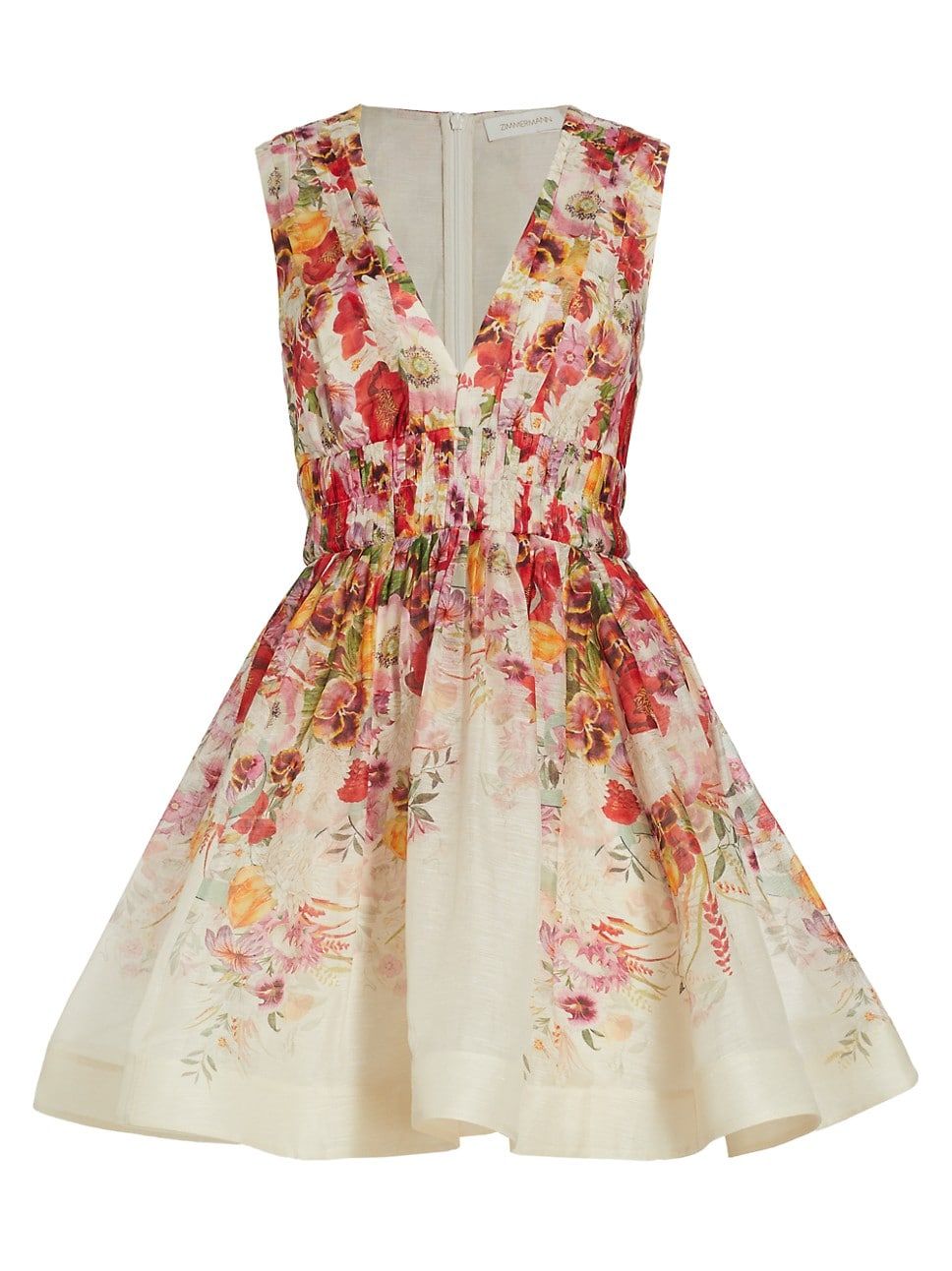 Wonderland Floral V-Neck Minidress | Saks Fifth Avenue