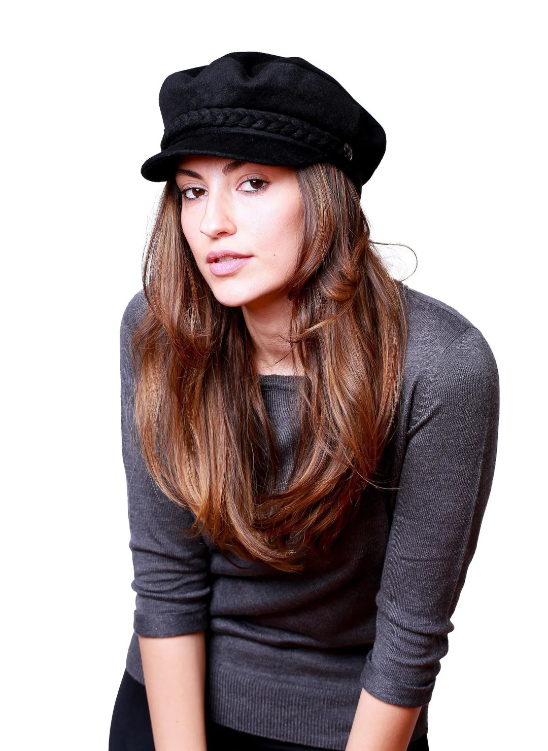 Black Women Wool Fiddler Hat S - XXL size , Women Newsboy Cap, Cabbie Hat, Sailor Captain Hat, Sk... | Etsy (US)