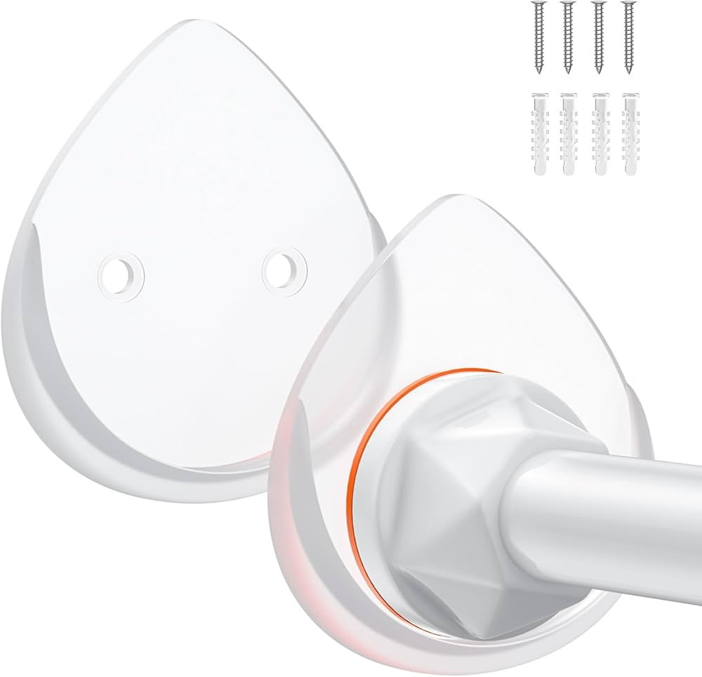 Shower Curtain Rod Holder - No Drilling Adhesive Shower Rod Holders for Wall，Heavy Duty Tension... | Amazon (US)