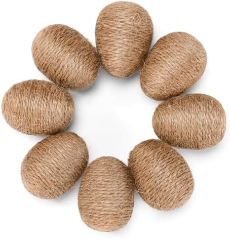 8pcs Linen Rope Easter Ornaments, Rustic Brown Decorative Eggs for Spring Easter Basket Fillers, ... | Amazon (US)