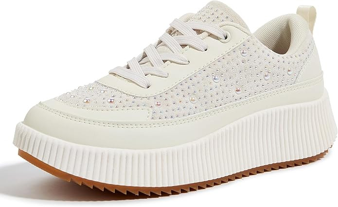 LUCKY STEP Women's Platform Sneakers Rhinestone Fashion Chunky Casual Sparkly Retro Braided Walki... | Amazon (US)