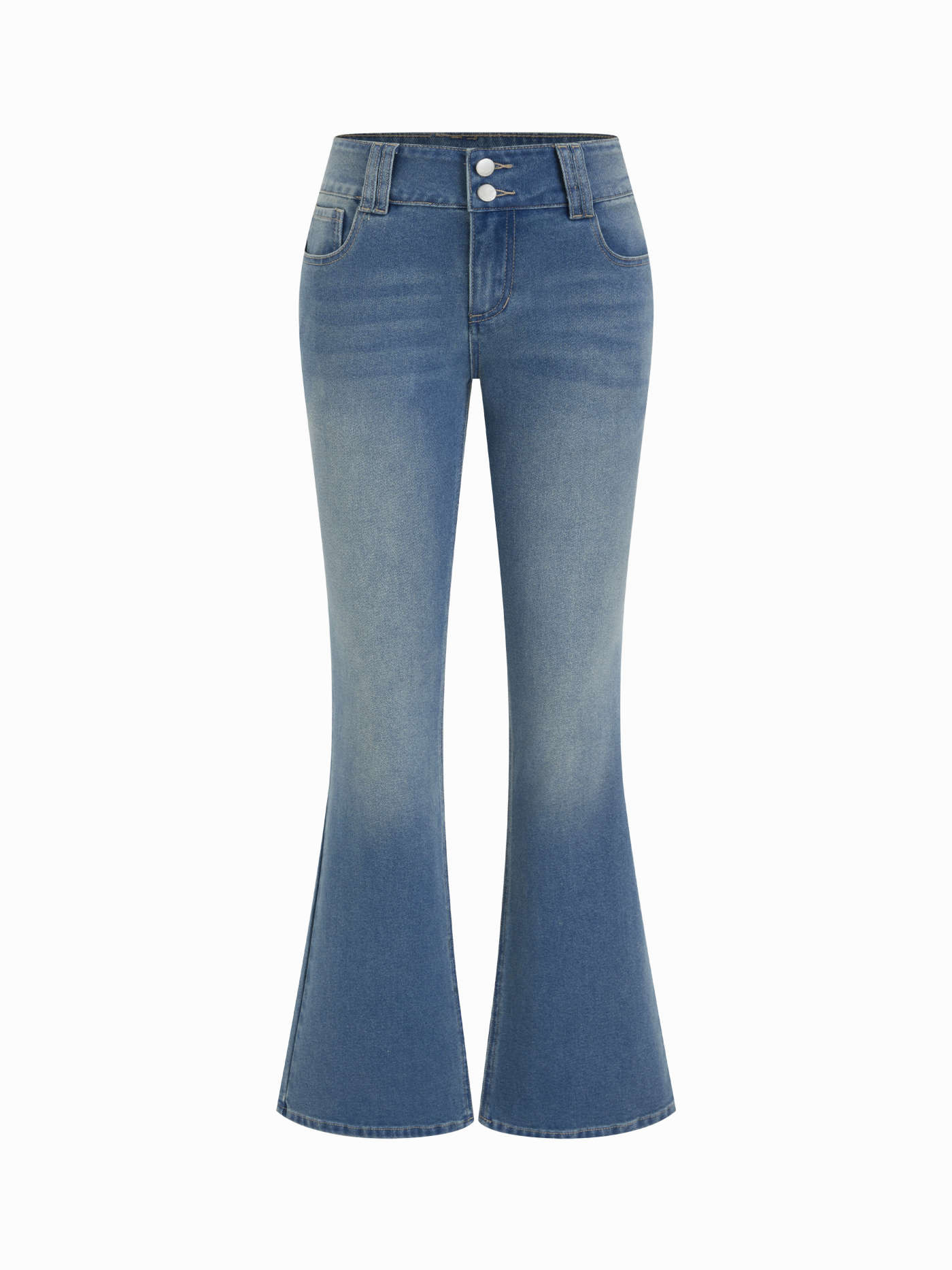 Stretch Washed Denim Low Rise Embroidery Flared Jeans | Cider