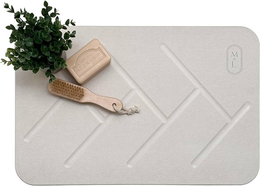 M&L Stone Bath Mat Large - Double Sided, Non-Slip Fast Stone Dish Drying Mat for Kitchen Counter,... | Amazon (US)