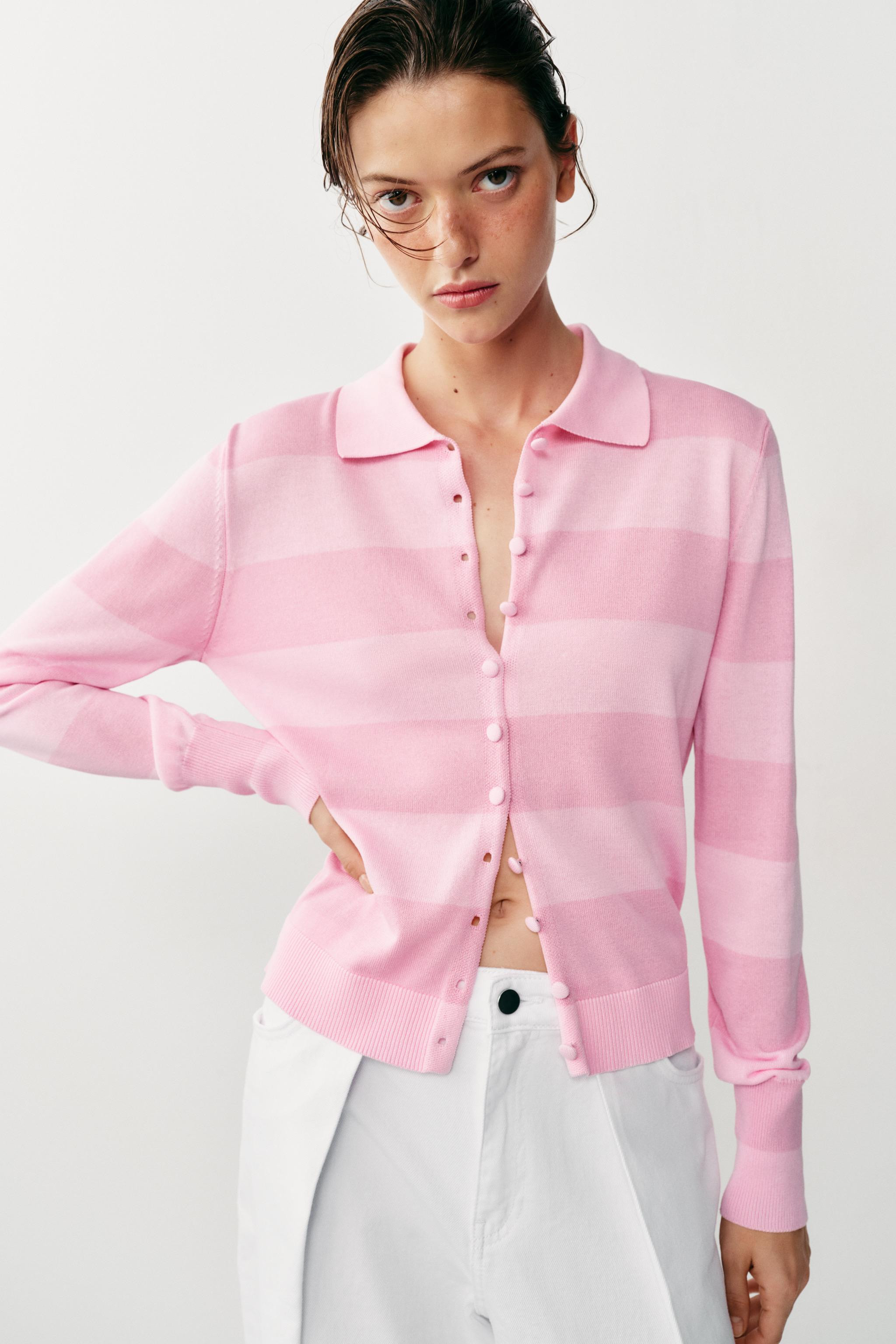 STRIPED KNIT POLO JACKET | Zara US