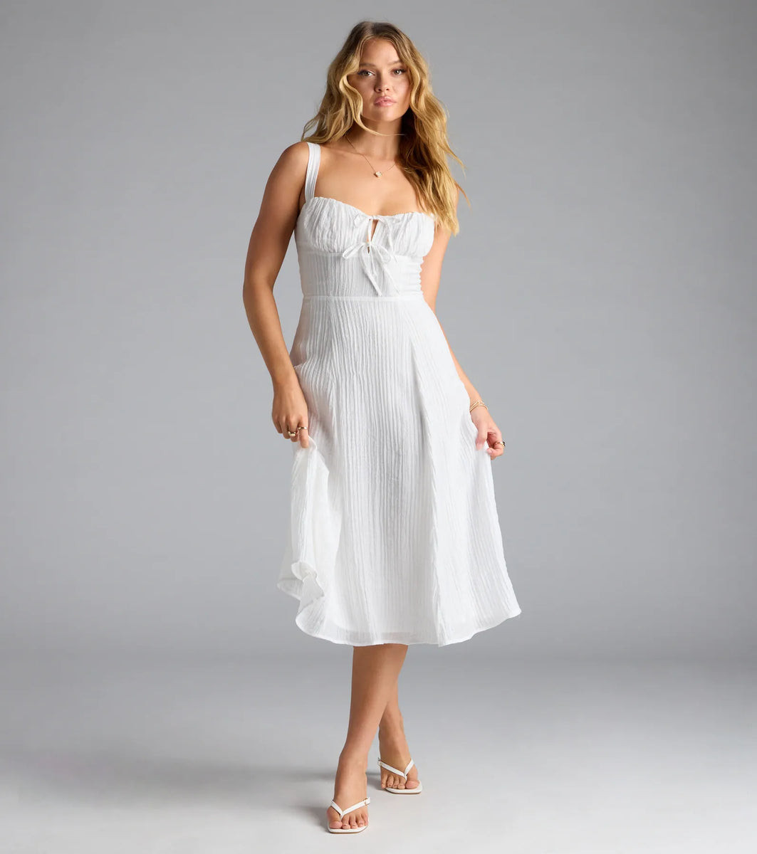 Spring Fling Corset Tie A-Line Midi Dress | Windsor Stores