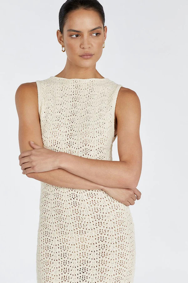GISELE BUTTERMILK CROCHET DRESS | DISSH