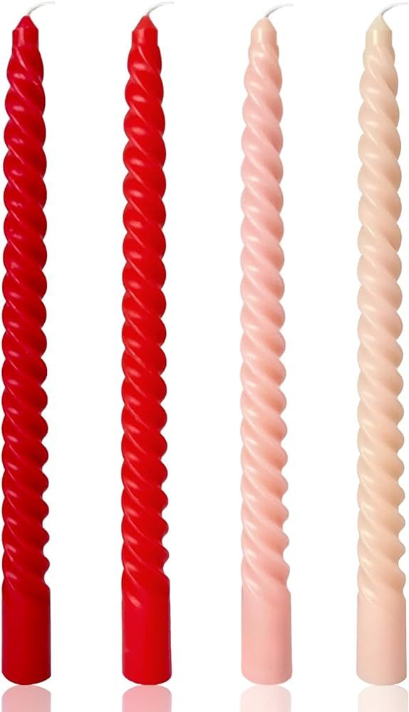 10 Inch Cream Spiral Taper Candles for Home Decoration, 4 Pack Red-Gradient Candlesticks for Dinn... | Amazon (US)