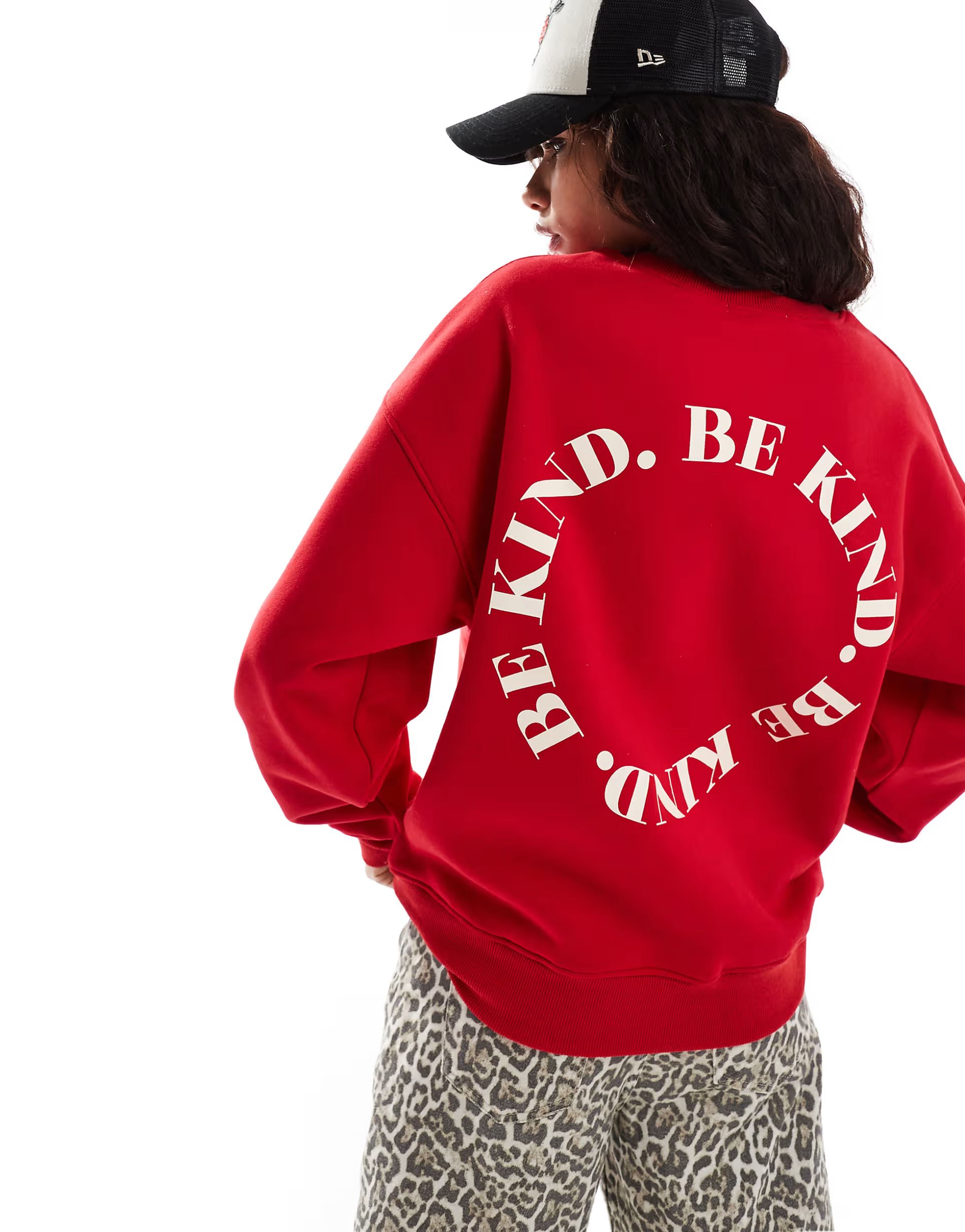 Bailey Rose relaxed sweatshirt in red be kind graphic | ASOS | ASOS (Global)